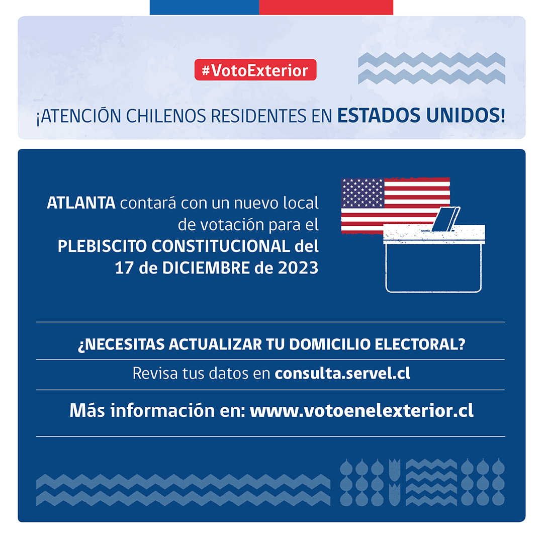 Nueva circunscripción electoral en Atlanta Chile en el Exterior