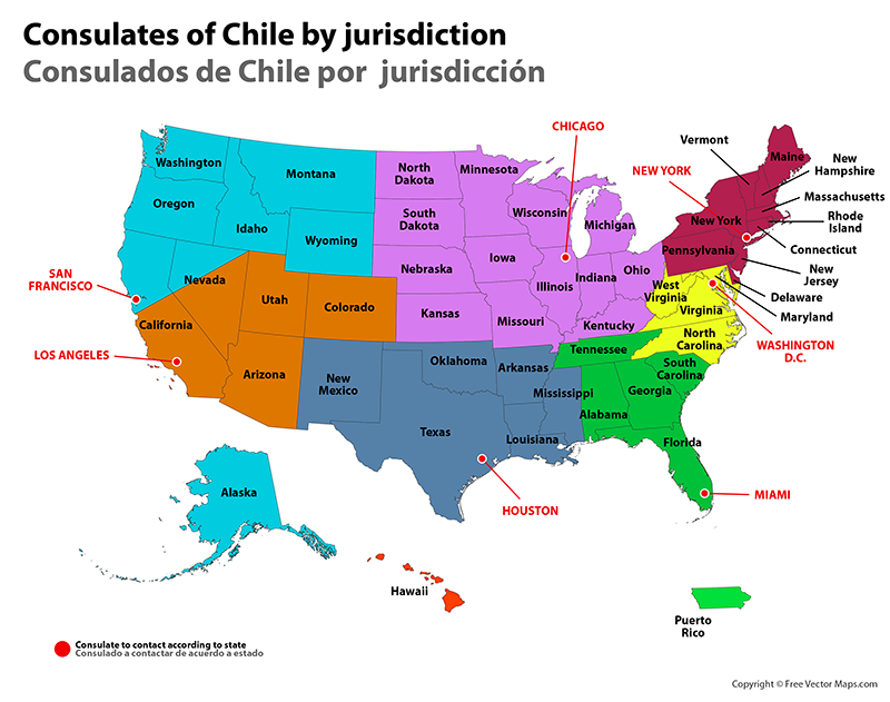 Consulados de Chile por jurisdicción Chile en el Exterior